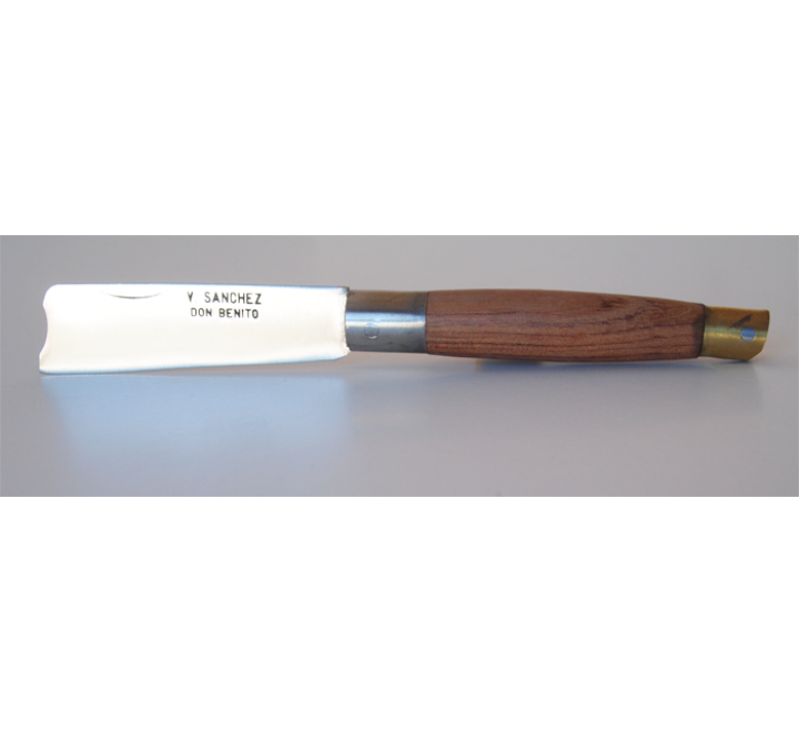 Navaja Taponera Virola Dorada de acero inoxidable y mango de encina curado